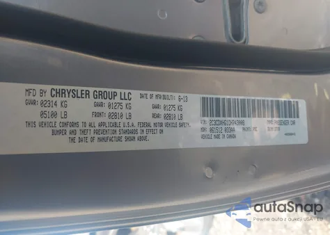 2013 Dodge Charger Sxt из США, поврежденный, VIN 2C3CDXHG1DH743008